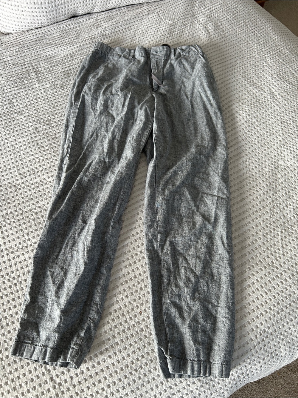 Uniqlo womens Light Gray Drawstring linen pant
